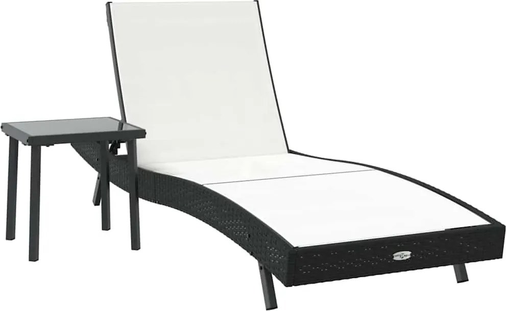 vidaXL Napozó 2 pcs Fekete és Fehér polirattan