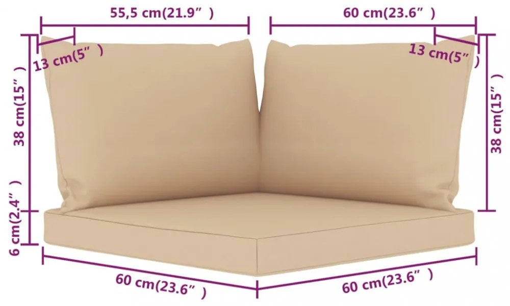 3 db bézs szövet raklapkanapé-párna