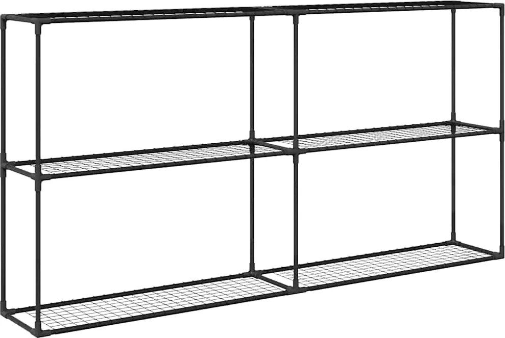vidaXL 3-szintes növénypolc Fekete 200 x 32 x 104 cm Acél