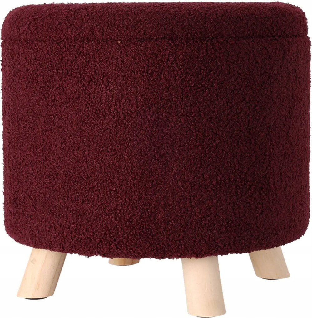 Kerek Ülőgarnitúra Kárpitozott Puff Tárolórekesszel Ø 40 x 37 Bordó