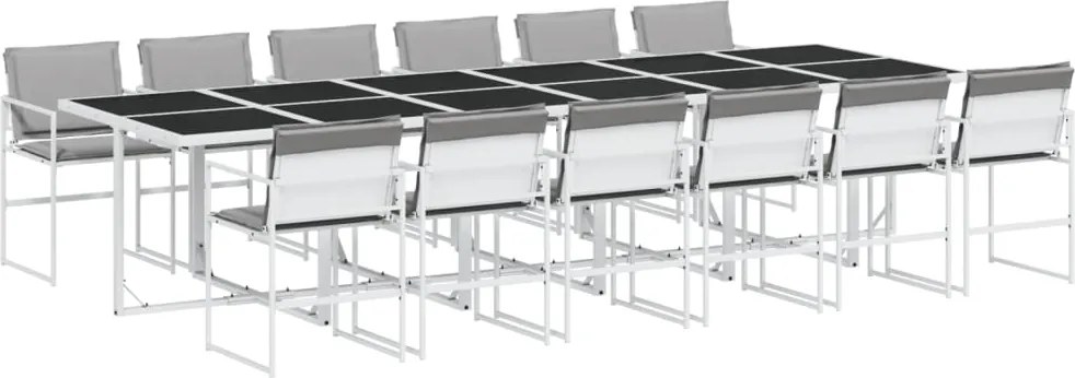 vidaXL 13 részes fehér textilén kerti étkezőgarnitúra párnákkal