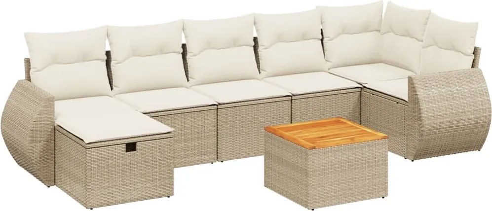vidaXL 8 részes bézs polyrattan kerti ülőgarnitúra párnával