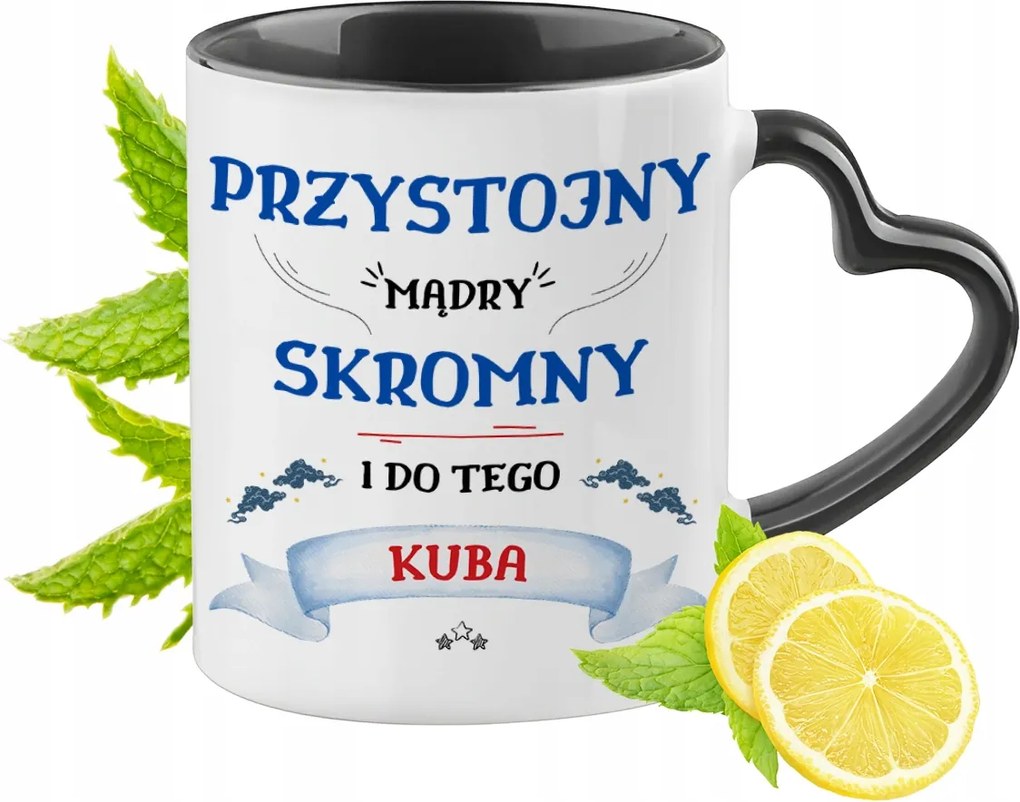 Kuba Bögre Fekete Szív Alakú Füllel Ajándék Nyomtatott