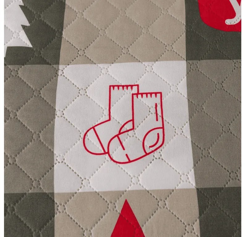Ágytakaró CHRISTMAS SOCKS mintával, zöld Méret: 170 x 210 cm