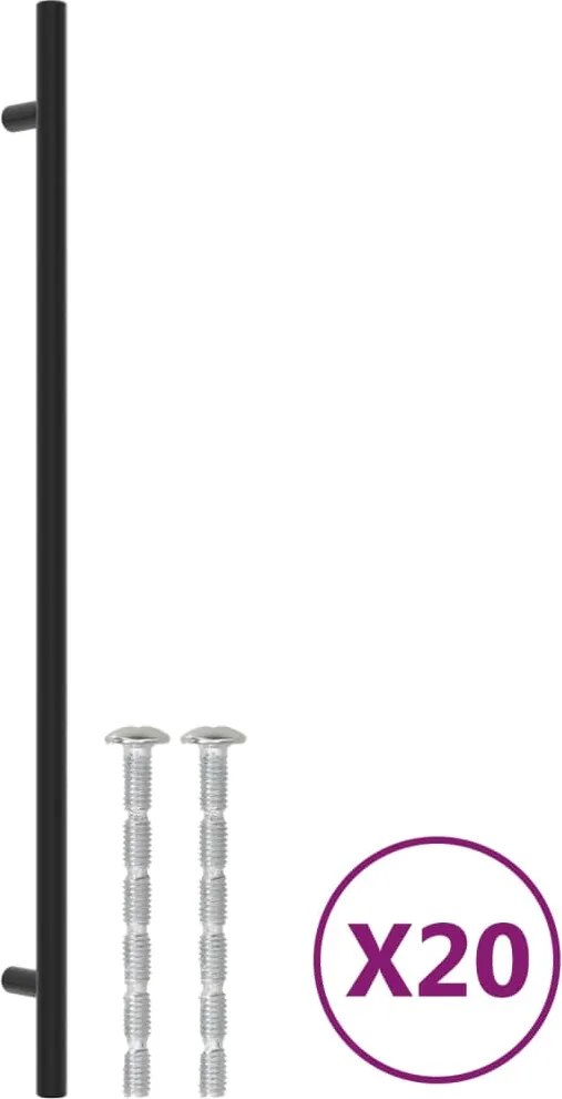 vidaXL 20 db fekete rozsdamentes acél szekrényfogantyú 320 mm