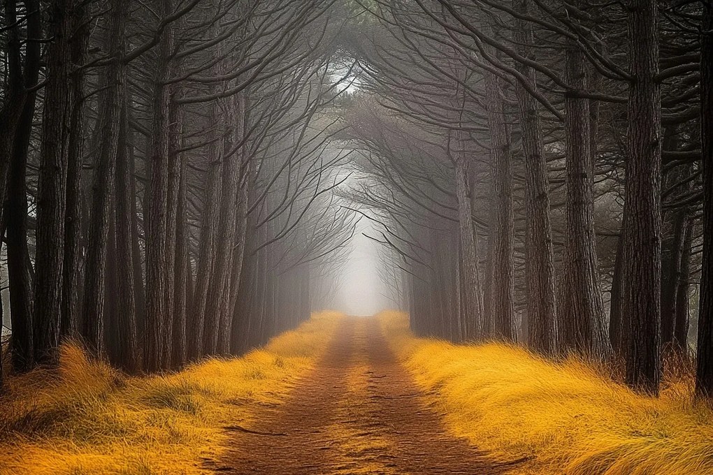 Vászonkép Canvas Tájkép Út Ösvény Sikátor Fák Ősz 120x80