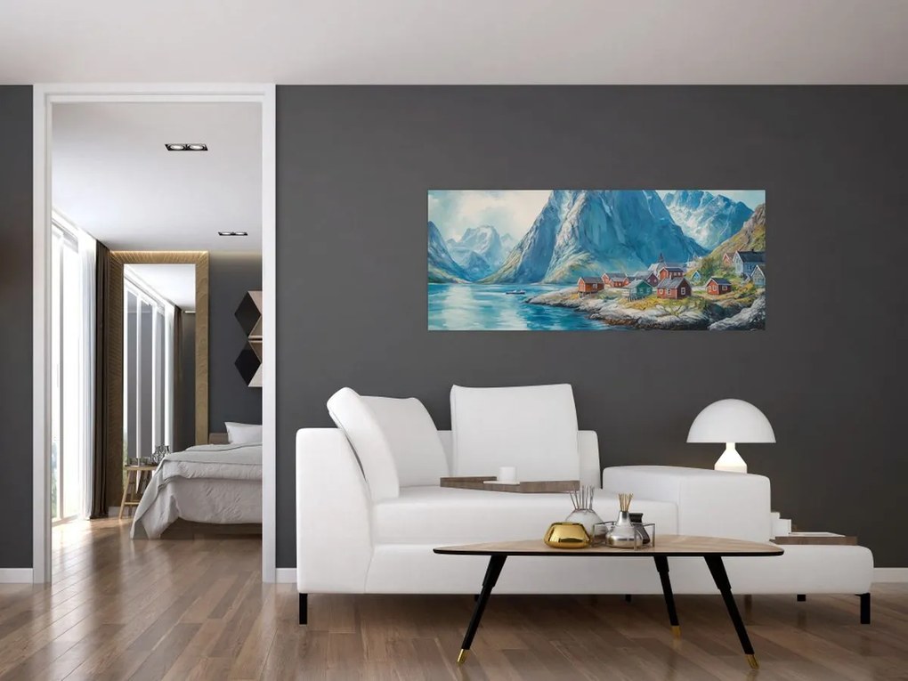 Kép - Norvég falu (120x50 cm)