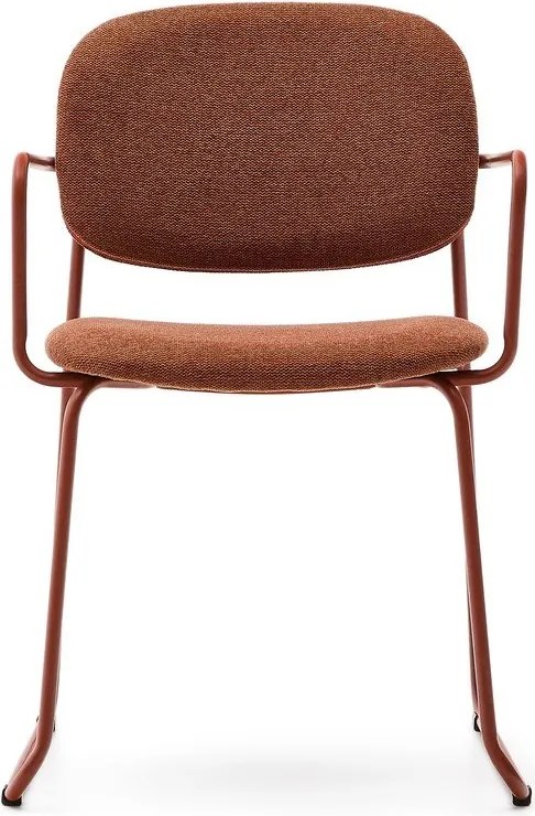 Terrakotta színű fém karfás étkezőszék Meli – Kave Home