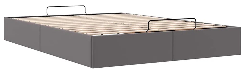 Ottomán ágykeret matrac nélkül szürke 140x190 cm műbőr