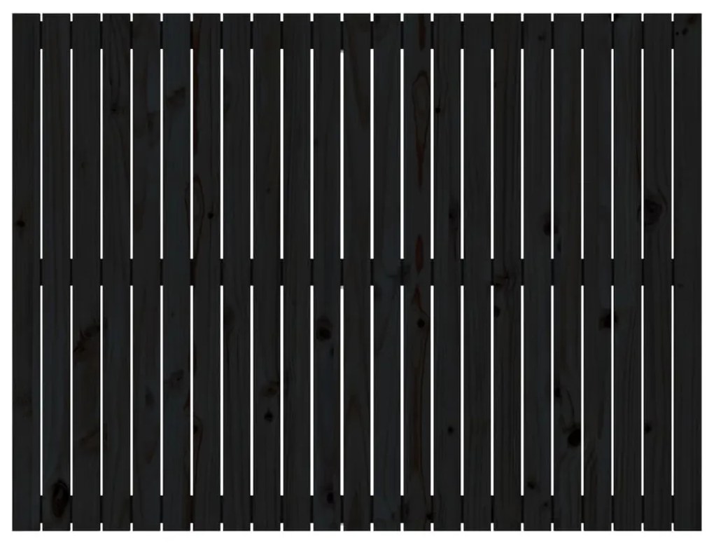 fekete tömör fenyőfa fali fejtámla 146,5x3x110 cm