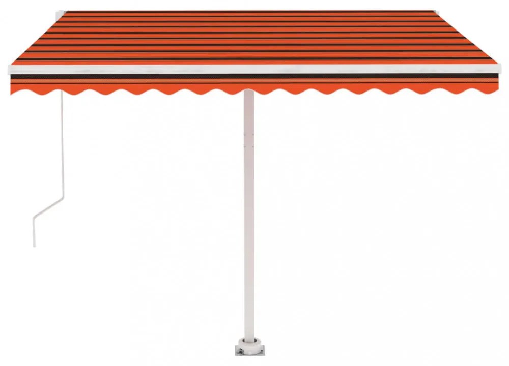 narancs-barna kézzel kihúzható póznás napellenző 300 x 250 cm