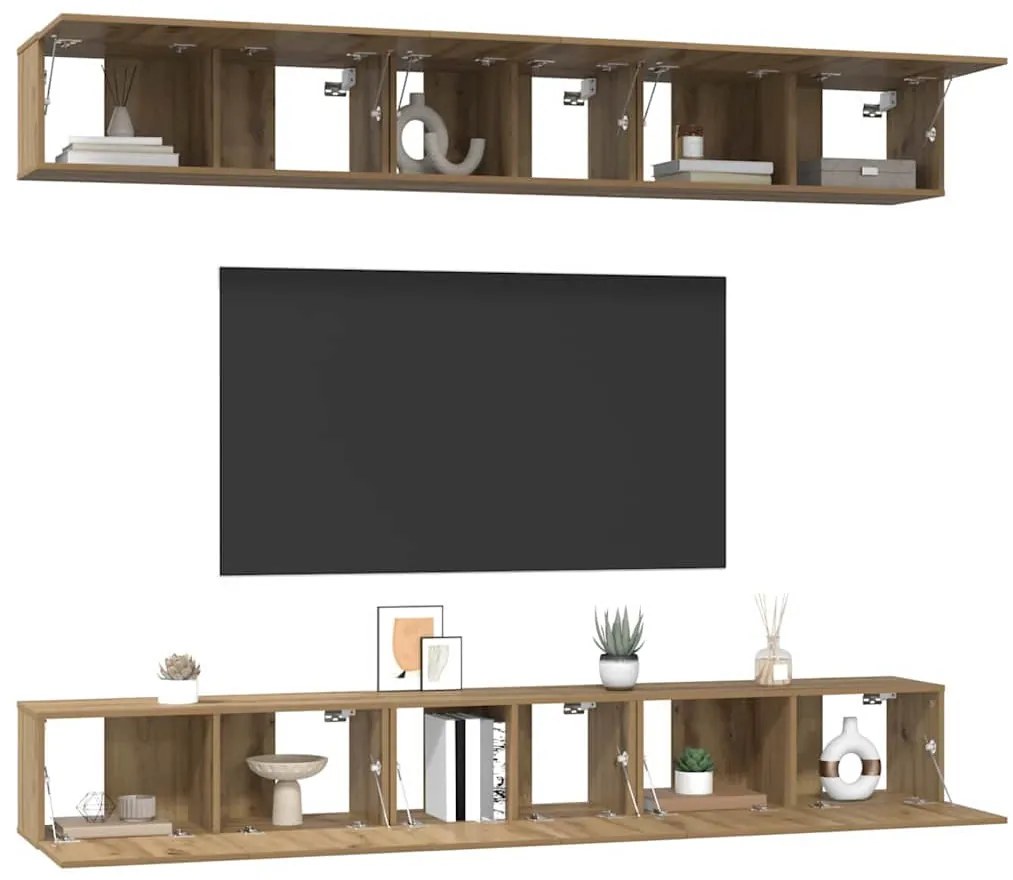 TV szekrény garnitúra 6 pcs kézműves tölgy 80 x 30 x 30 cm