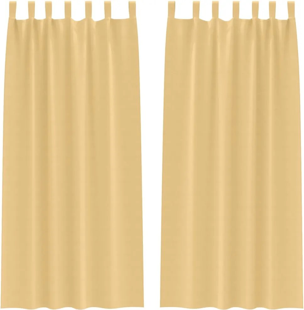 vidaXL Fekete Függöny Gyűrűkkel 2 pcs Bézs 225 x 140 cm Poliészter