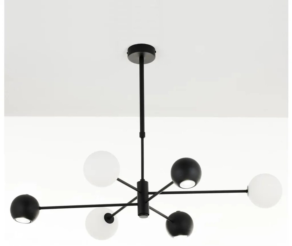 Jupiter 1997 - Csillár rúdon MOKA 3xGU10/10W/230V + 3xG9/10W/230V fekete/fehér