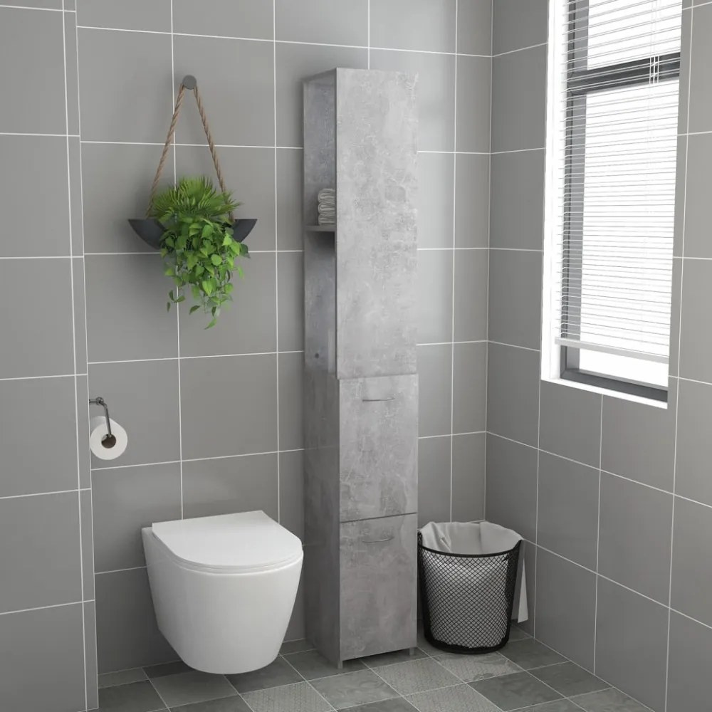 betonszürke szerelt fa fürdőszobaszekrény 25x26,5x170 cm