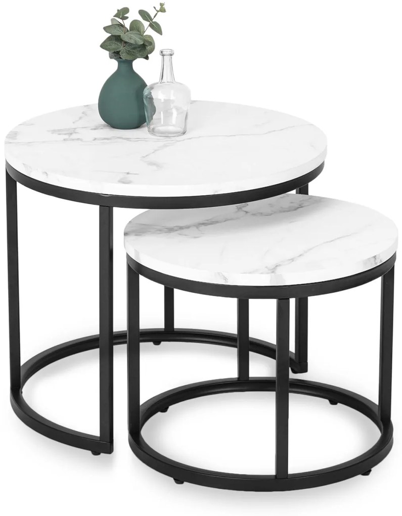 Dohányzóasztal Szett Fehér Márvány DAFNE