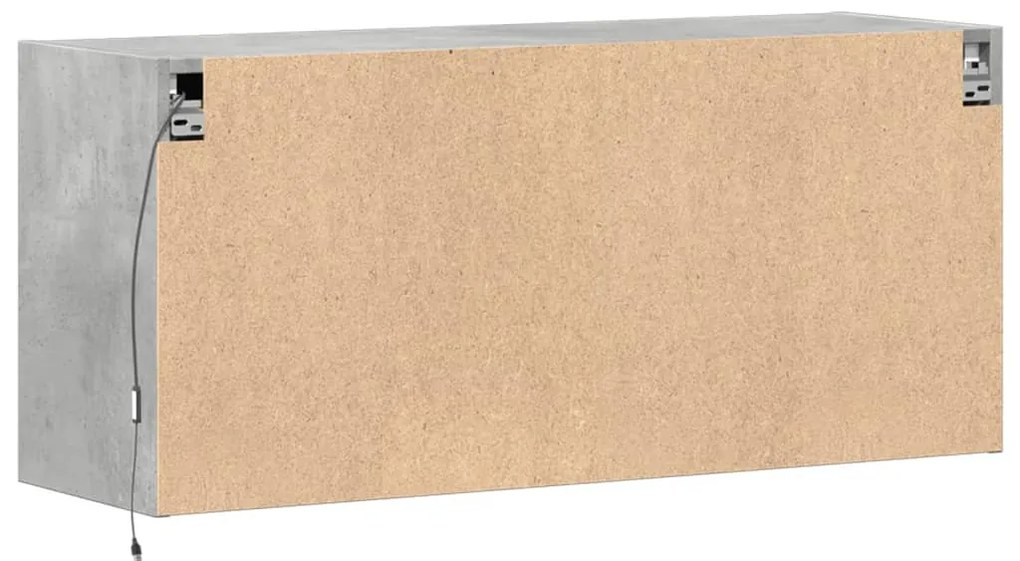 betonszürke falra szerelhető TV-szekrény LED-del 100x31x45 cm