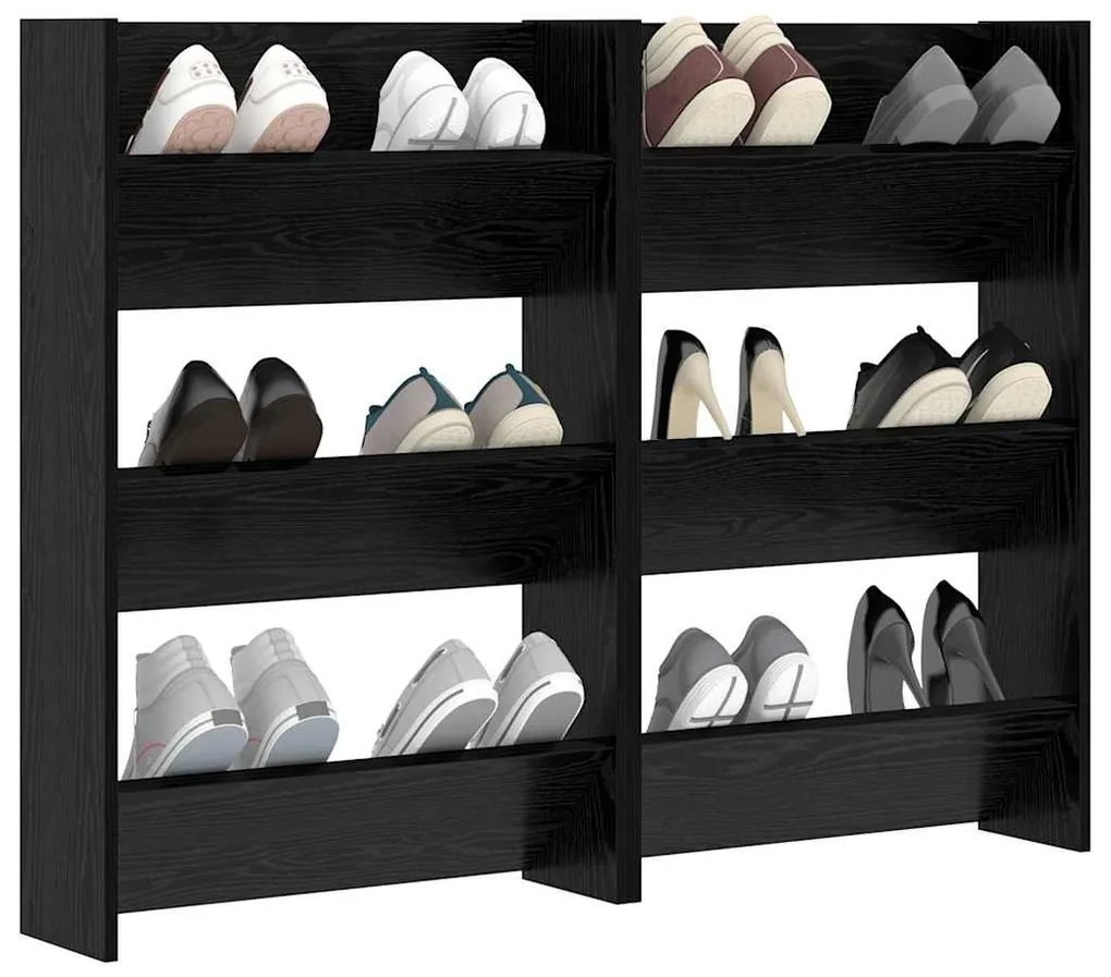 Cipőszekrény 2 pcs Fekete tölgy 60 x 18 x 90 cm Faanyag