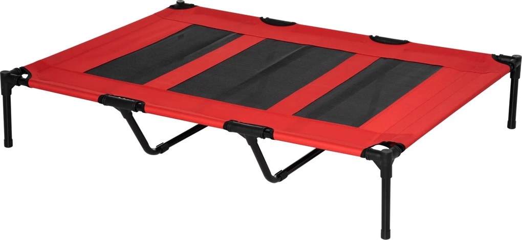 PawHut Kültéri Kutyafekhely, Emelt Kutyafekhely Nagy Kutyák Számára, Hűsítő Kutyafekhely Mosható Hálós felsőrésszel és Robusztus Fém Vázsal, Kutyafekh