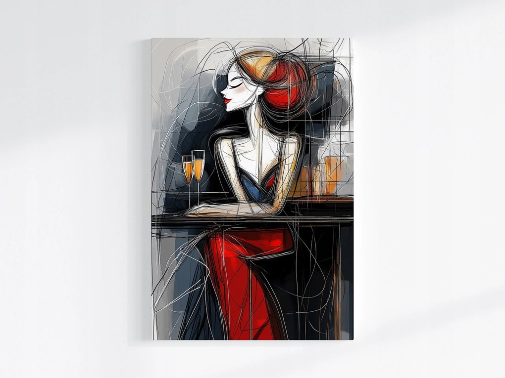 Poszter Portré Nő Pezsgő Találkozás Art Deco 80x120