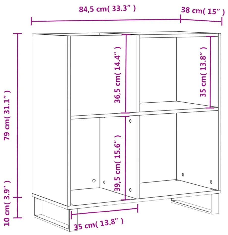 fekete szerelt fa hanglemezszekrény 84,5 x 38 x 89 cm