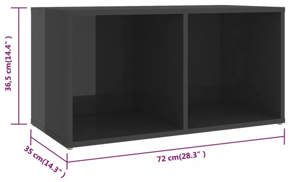 4 db magasfényű szürke szerelt fa TV-szekrény 72 x 35 x 36,5 cm