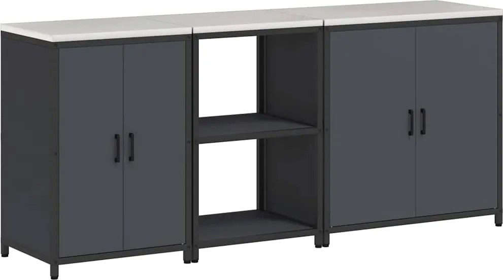 vidaXL Konyhai Tároló Készlet 3 pcs Antracit Hidegen hengerelt acél