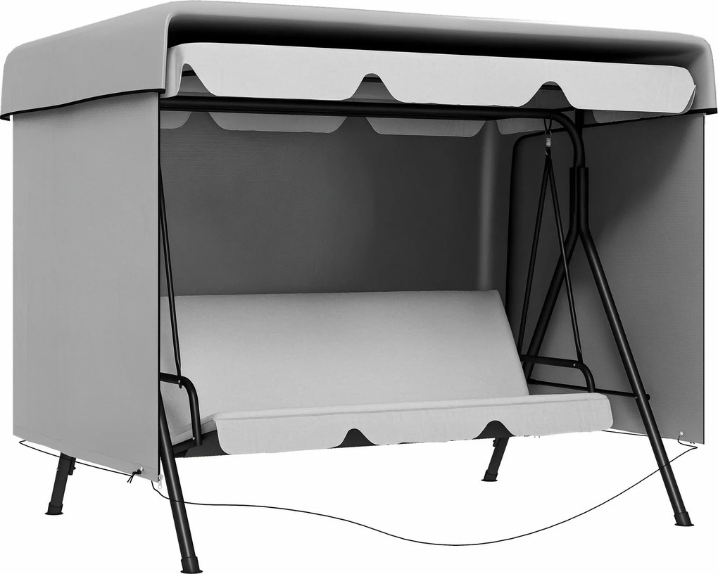 Outsunny 3-Személyes Hinta Ruházat, Vízálló Télen Is Használható Védőhuzat Kerti Hintához, Szélálló UV-álló Huzat Kerti Bútorhoz, Függő Székhez, 215 x