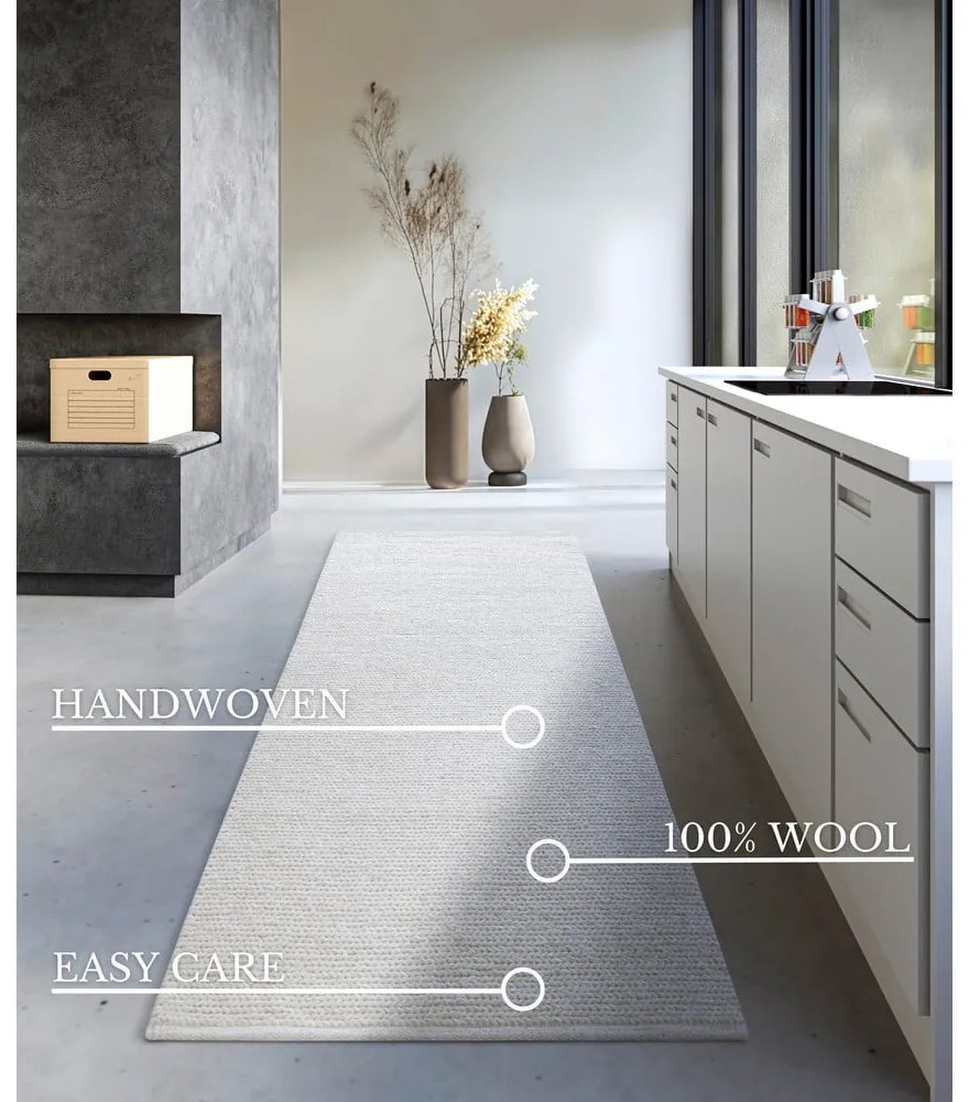 Fehér kézi szövésű gyapjú futószőnyeg 80x200 cm Francois – Villeroy&amp;Boch