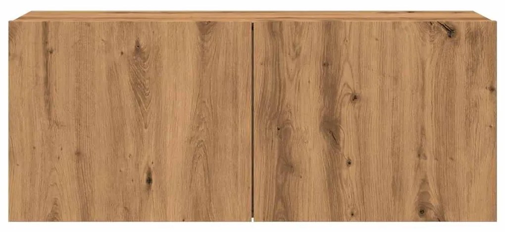 kézműves tölgy színű falra szerelhető TV-szekrény 100x30x41 cm