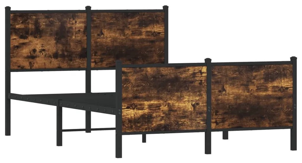 füstös tölgy színű fém ágykeret matrac nélkül 120 x 200 cm