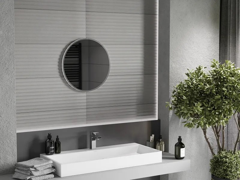 Mexen Loft kerek fürdőszobai tükör 50 cm, inox keret - 9850-050-050-000-10