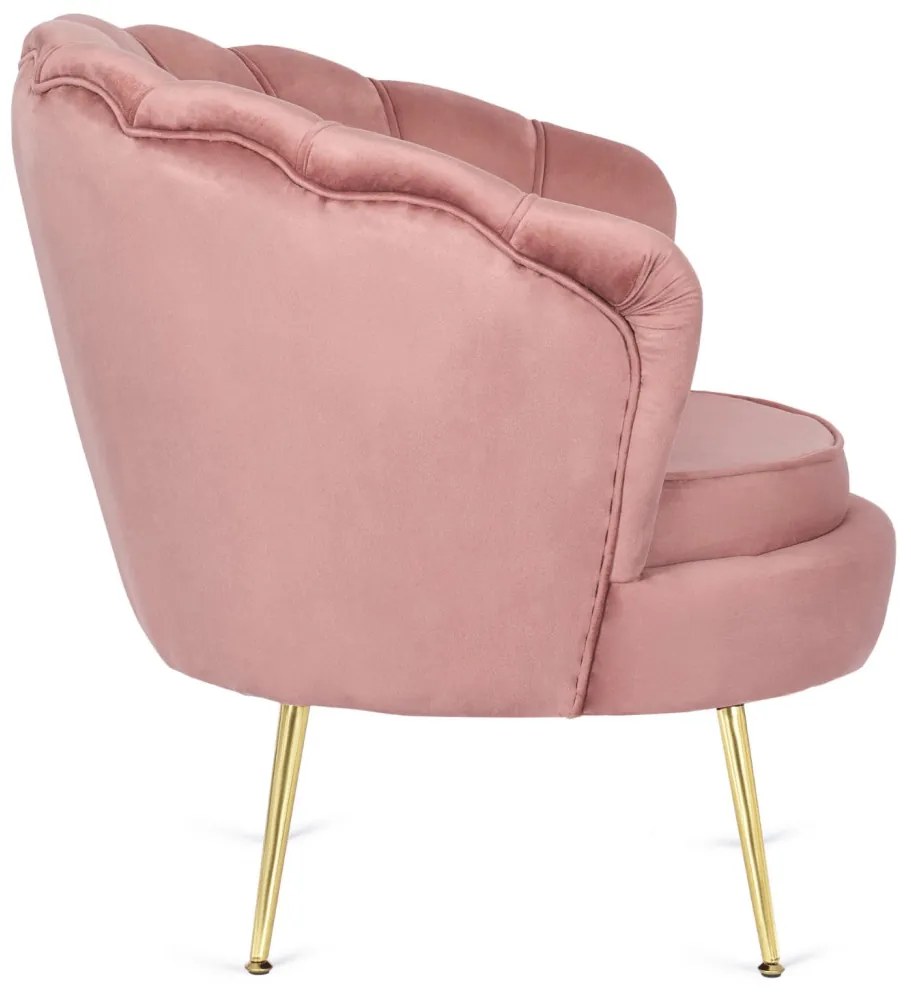 Elegáns Fotel Lábtartóval Rózsaszín Bársony Kárpittal. GRAND