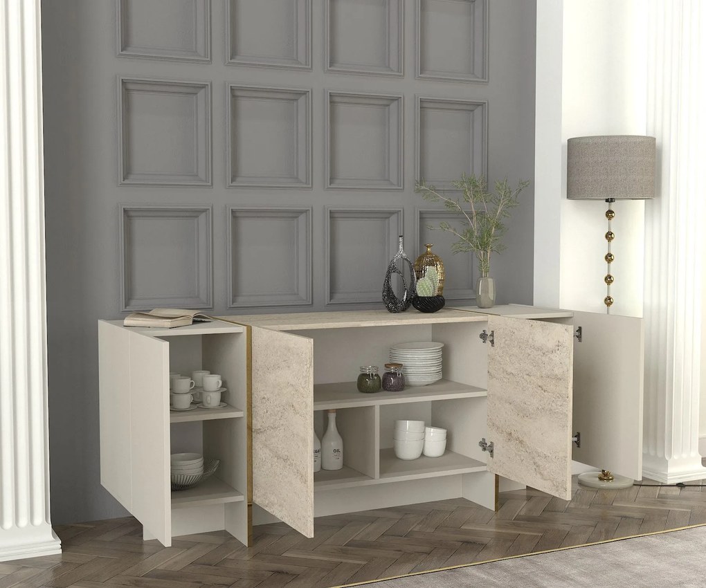 Konzolasztal Veyron - Travertine, Sandstone