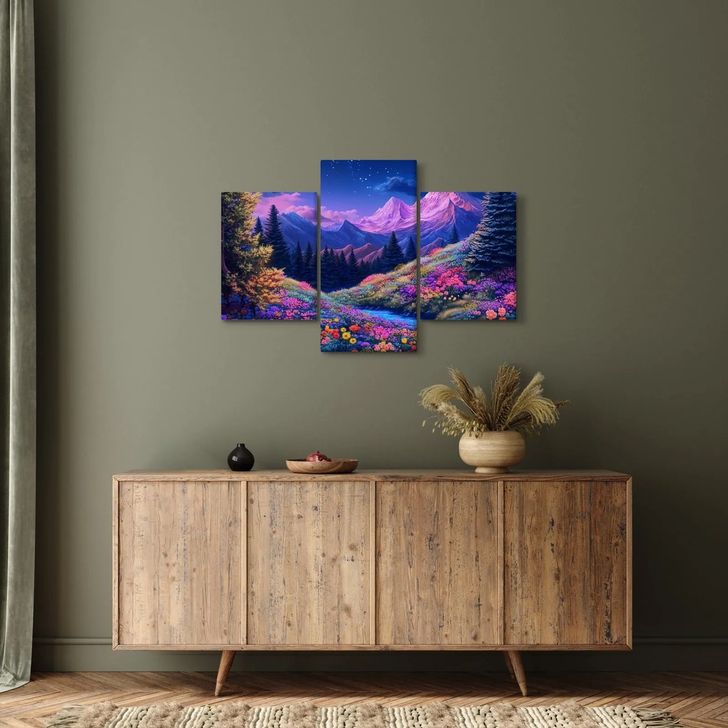 Kép - Lila táj teljes holdfénynél (90x60 cm)