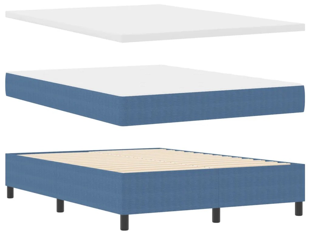 Box Spring Ágy matraccal Kék 140x200 cm Kordbársony szövet
