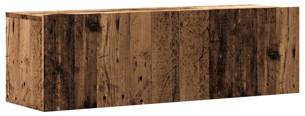 antik fa színű szerelt fa fali TV-szekrény 100 x 30 x 30 cm