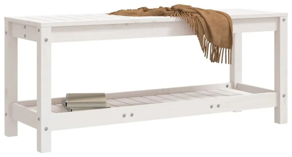 fehér tömör fenyőfa kerti pad 108x35x45 cm