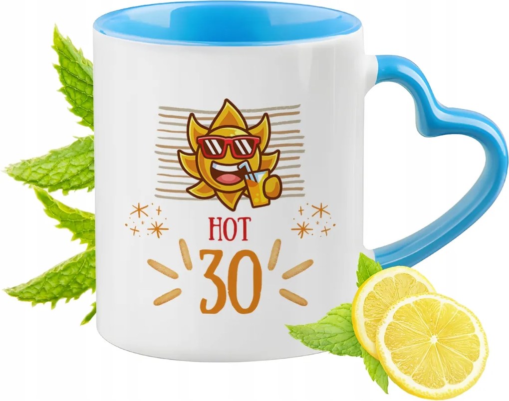 Születésnap 30 30-es 30-as Kék Bögre Szív Alakú Füllel Ajándék