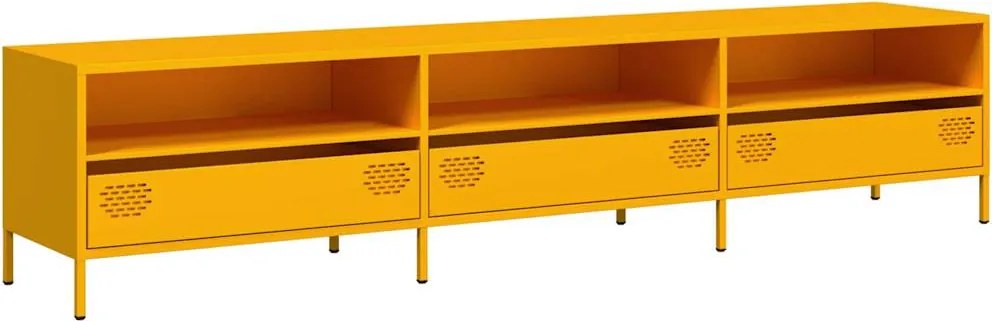 vidaXL mustársárga hidegen hengerelt acél TV-szekrény 202x39x43,5 cm