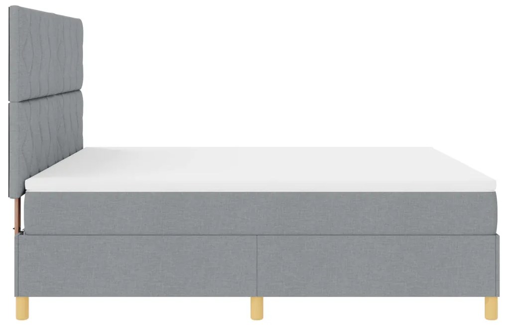 Boxspring ágy matraccal, világosszürke, szuper king, szövet