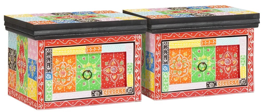 Éjjeli Szekrények 2 db 40x30x28 cm Szilárd Fa Mangó és Műléces Fa