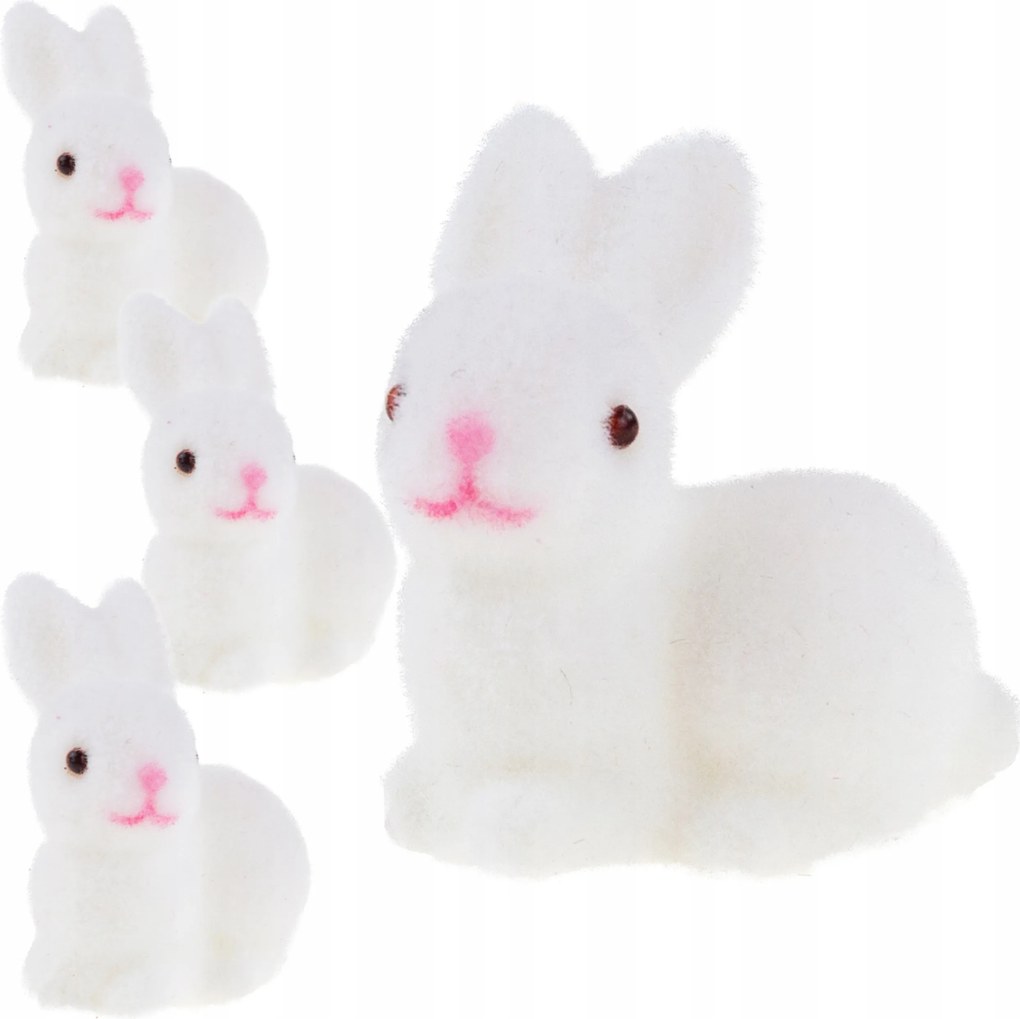 Húsvéti Nyuszik, Nyuszik Fehér 3DB Nyuszi Műanyag Flokkolt Nyuszi