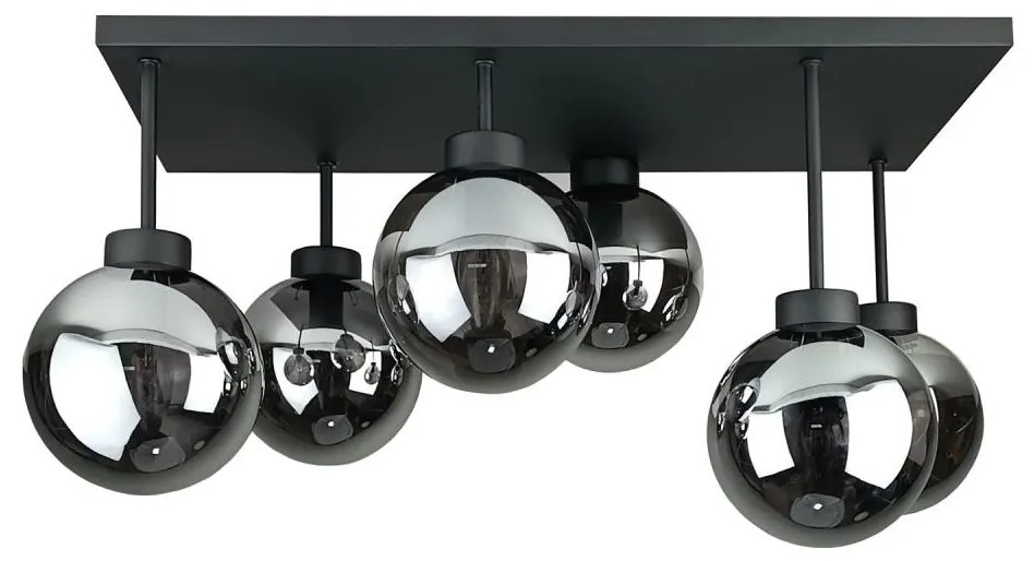 Felületre szerelhető csillár  DEA 6xE14/60W/230V fekete/füstös fekete