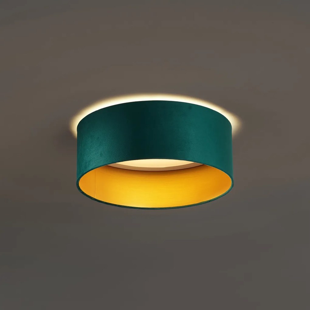 Modern mennyezeti lámpa zöld bársony 40 cm LED-del, 3 lépésben dimmelhető - Sue