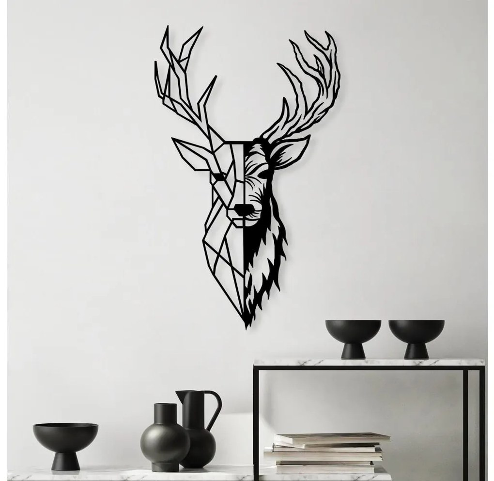 Fali dekoráció 42x70 cm szarvas fém
