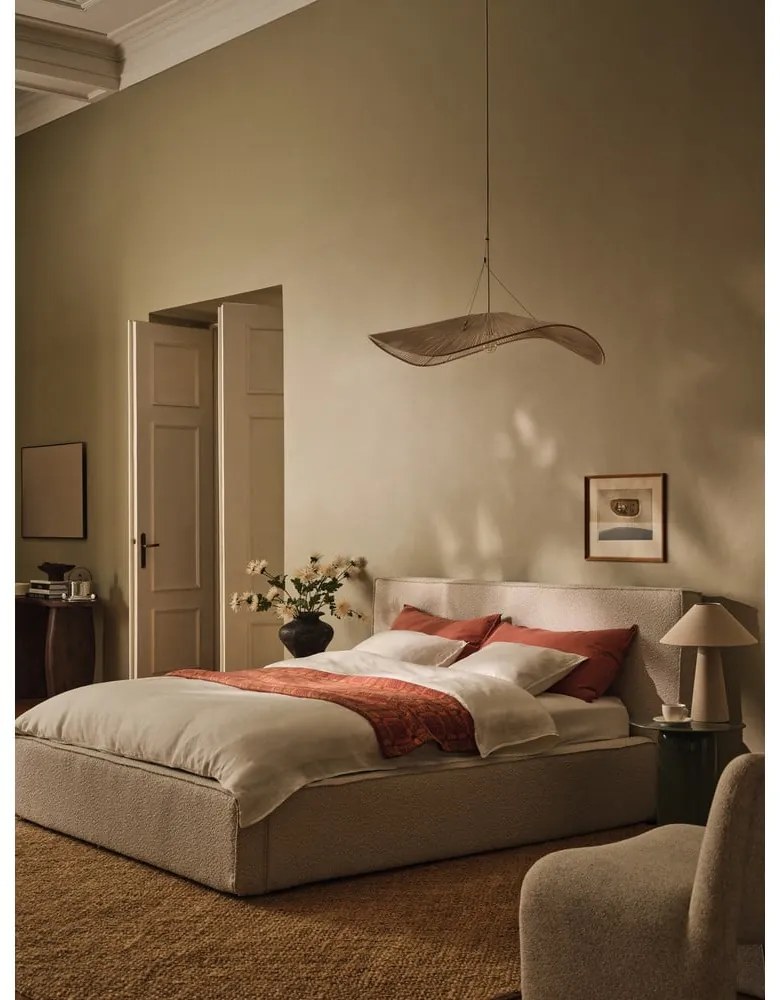 Krémszínű kárpitozott ágytámla 209x100 cm Olivia – Micadoni