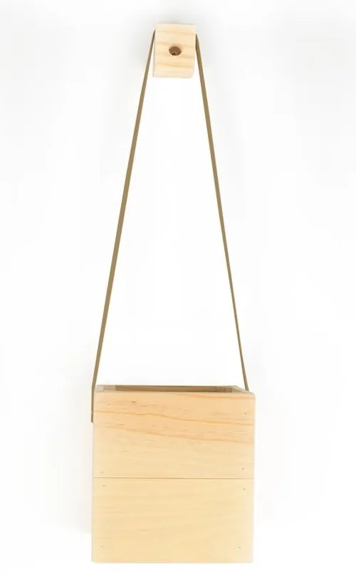 Colgante barna fenyőfa kaspó, 17 x 62 cm - Surdic