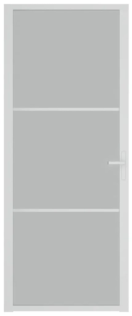 Fehér matt üveg és alumínium beltéri ajtó 83 x 201,5 cm