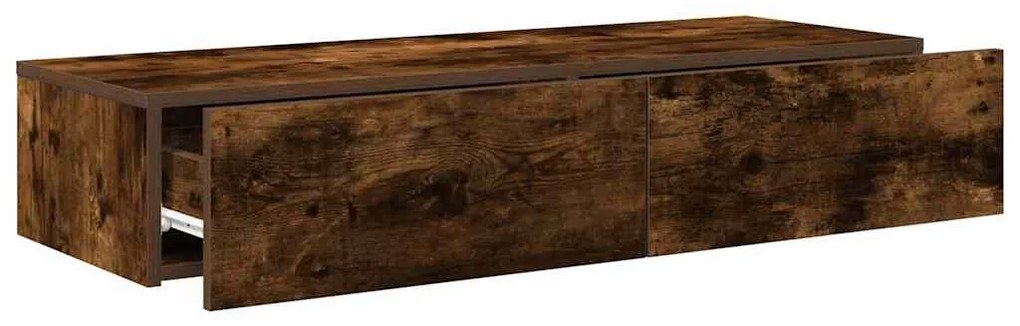 Falipolc fiókokkal füstölt tölgy 100x36x19 cm műszaki fa